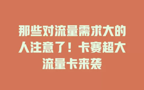 那些对流量需求大的人注意了！卡赛超大流量卡来袭