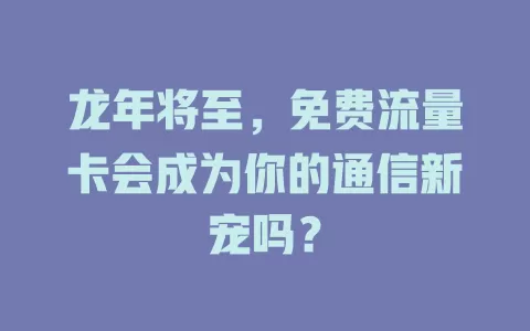 龙年将至，免费流量卡会成为你的通信新宠吗？