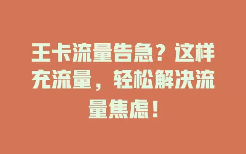 王卡流量告急？这样充流量，轻松解决流量焦虑！