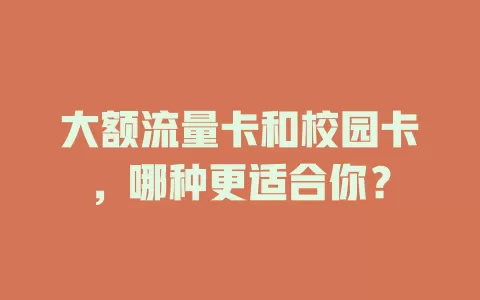 大额流量卡和校园卡，哪种更适合你？