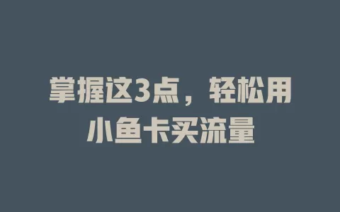 掌握这3点，轻松用小鱼卡买流量