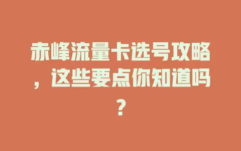 赤峰流量卡选号攻略，这些要点你知道吗？