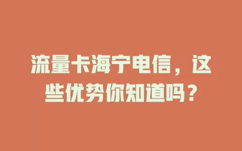 流量卡海宁电信，这些优势你知道吗？