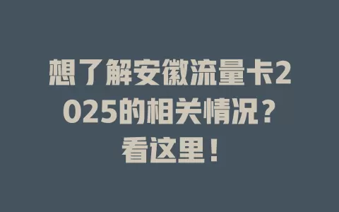 想了解安徽流量卡2025的相关情况？看这里！