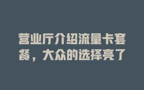 营业厅介绍流量卡套餐，大众的选择亮了
