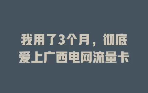 我用了3个月，彻底爱上广西电网流量卡