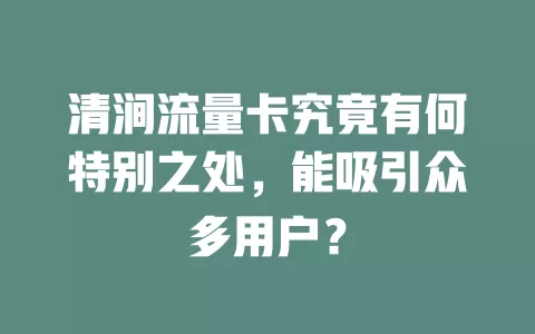 清涧流量卡究竟有何特别之处，能吸引众多用户？