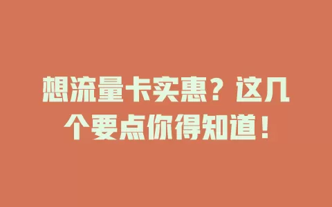 想流量卡实惠？这几个要点你得知道！