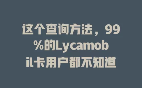 这个查询方法，99%的Lycamobil卡用户都不知道