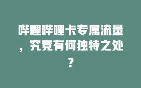 哔哩哔哩卡专属流量，究竟有何独特之处？