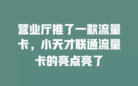 营业厅推了一款流量卡，小天才联通流量卡的亮点亮了
