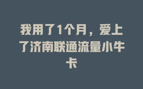 我用了1个月，爱上了济南联通流量小牛卡