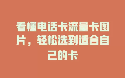 看懂电话卡流量卡图片，轻松选到适合自己的卡