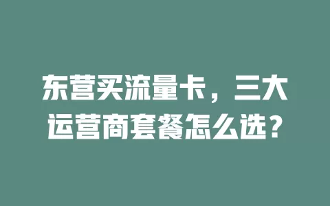 东营买流量卡，三大运营商套餐怎么选？