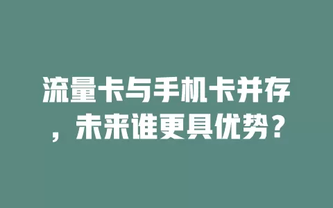 流量卡与手机卡并存，未来谁更具优势？
