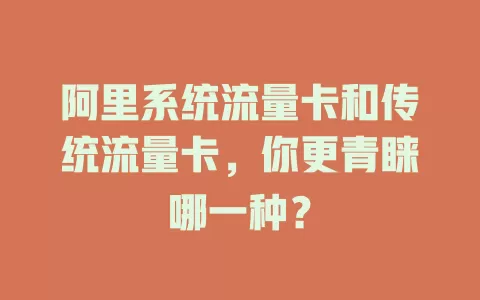 阿里系统流量卡和传统流量卡，你更青睐哪一种？