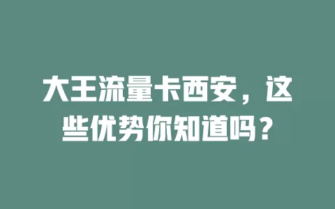 大王流量卡西安，这些优势你知道吗？