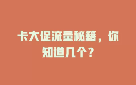 卡大促流量秘籍，你知道几个？