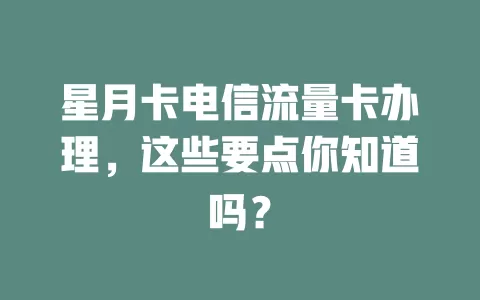 星月卡电信流量卡办理，这些要点你知道吗？