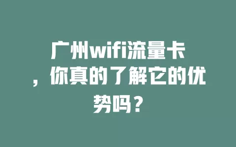 广州wifi流量卡，你真的了解它的优势吗？