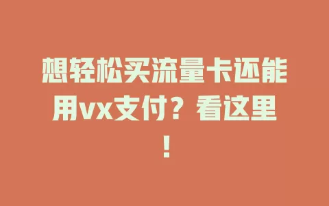 想轻松买流量卡还能用vx支付？看这里！