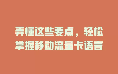 弄懂这些要点，轻松掌握移动流量卡语言