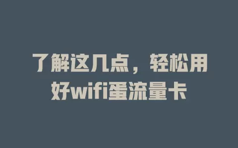 了解这几点，轻松用好wifi蛋流量卡