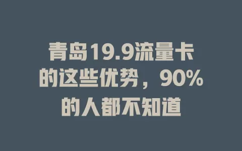 青岛19.9流量卡的这些优势，90%的人都不知道