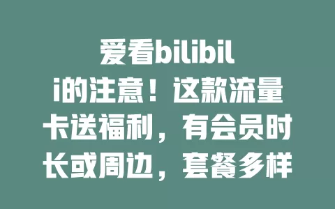 爱看bilibili的注意！这款流量卡送福利，有会员时长或周边，套餐多样，畅享b站无卡顿，粉丝别错过！