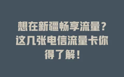 想在新疆畅享流量？这几张电信流量卡你得了解！
