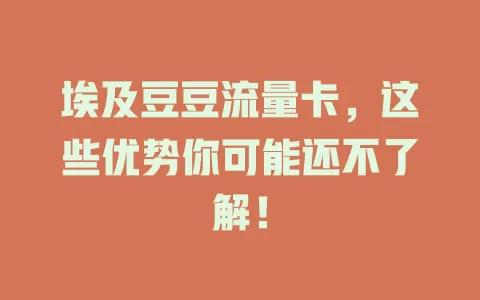 埃及豆豆流量卡，这些优势你可能还不了解！