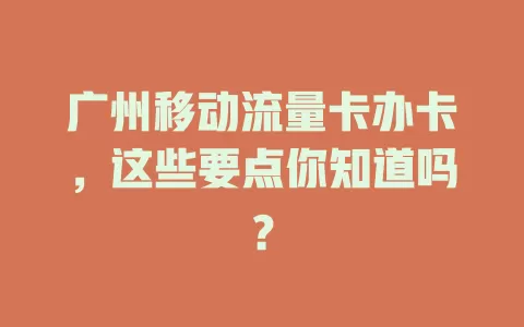 广州移动流量卡办卡，这些要点你知道吗？