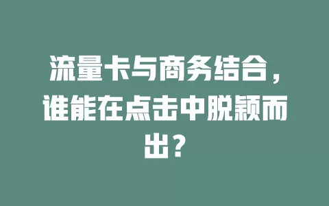 流量卡与商务结合，谁能在点击中脱颖而出？