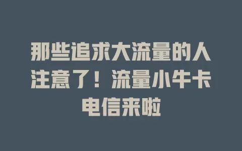 那些追求大流量的人注意了！流量小牛卡电信来啦