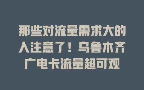 那些对流量需求大的人注意了！乌鲁木齐广电卡流量超可观