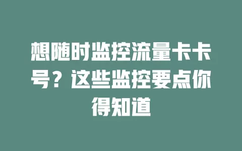 想随时监控流量卡卡号？这些监控要点你得知道