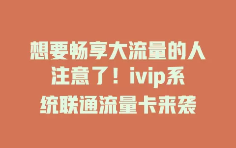 想要畅享大流量的人注意了！ivip系统联通流量卡来袭