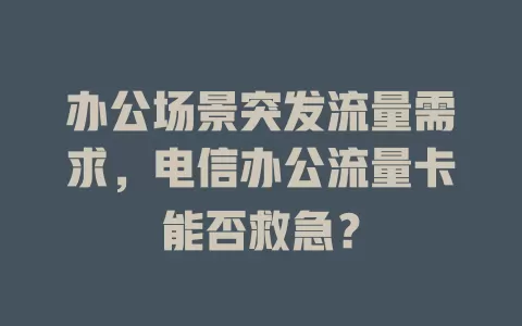 办公场景突发流量需求，电信办公流量卡能否救急？
