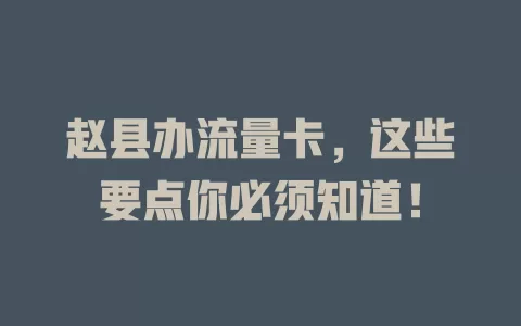 赵县办流量卡，这些要点你必须知道！