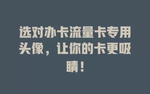 选对办卡流量卡专用头像，让你的卡更吸睛！
