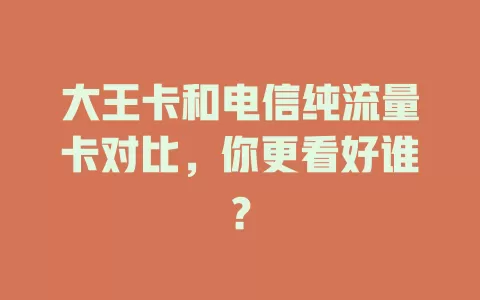 大王卡和电信纯流量卡对比，你更看好谁？