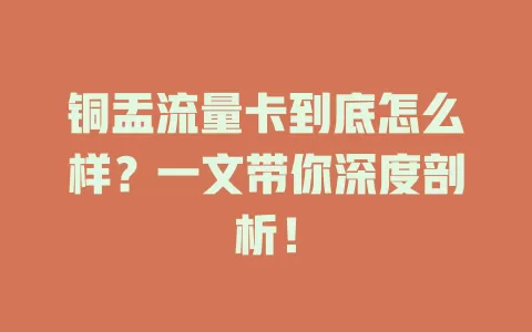 铜盂流量卡到底怎么样？一文带你深度剖析！