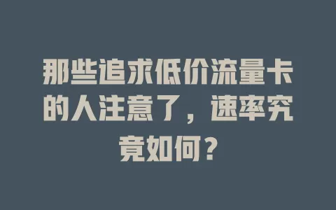 那些追求低价流量卡的人注意了，速率究竟如何？