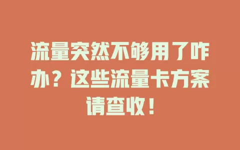 流量突然不够用了咋办？这些流量卡方案请查收！