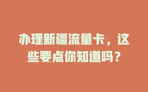 办理新疆流量卡，这些要点你知道吗？