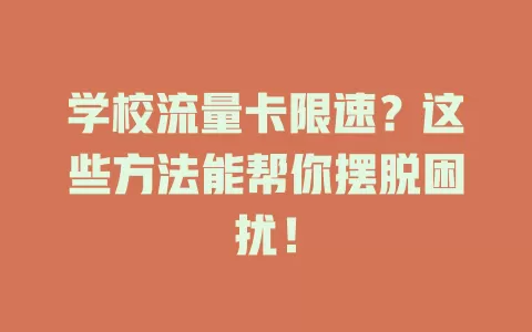 学校流量卡限速？这些方法能帮你摆脱困扰！