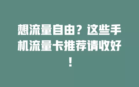 想流量自由？这些手机流量卡推荐请收好！