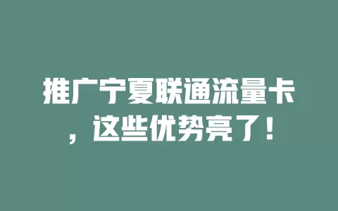 推广宁夏联通流量卡，这些优势亮了！