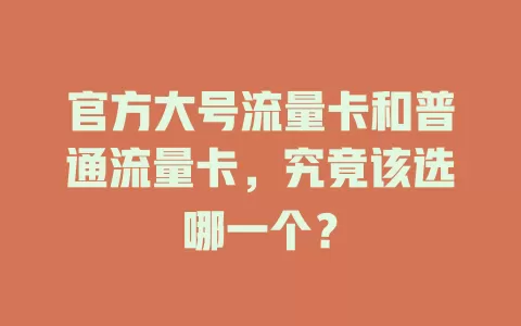 官方大号流量卡和普通流量卡，究竟该选哪一个？