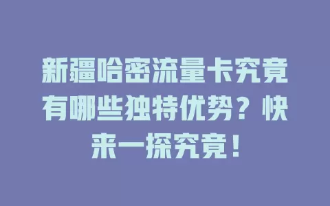 新疆哈密流量卡究竟有哪些独特优势？快来一探究竟！